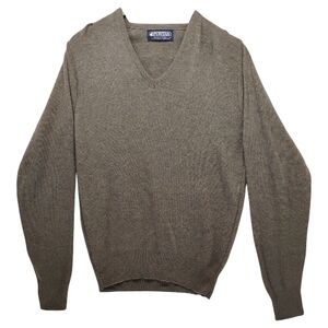 48. Puritan Vintage Mens Pullover V-Neck Sweater Size L Long Sleeve Brown